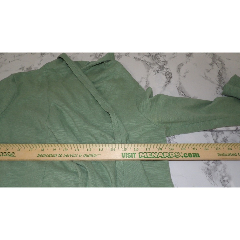 LOGO BY LORI GOLDSTEIN Green Open Light Cardigan Cotton Knit Embroidery‎ Size L - Picture 3 of 9